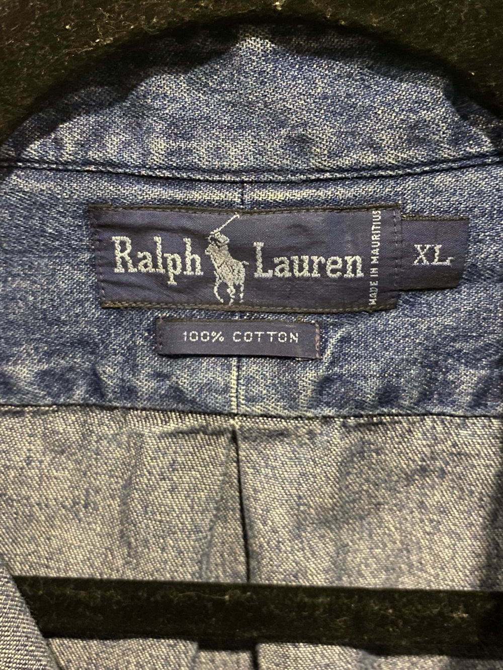 Ralph Lauren Dark Blue Denim oxford jean shirt XL cotton polo - Picture 4 of 6